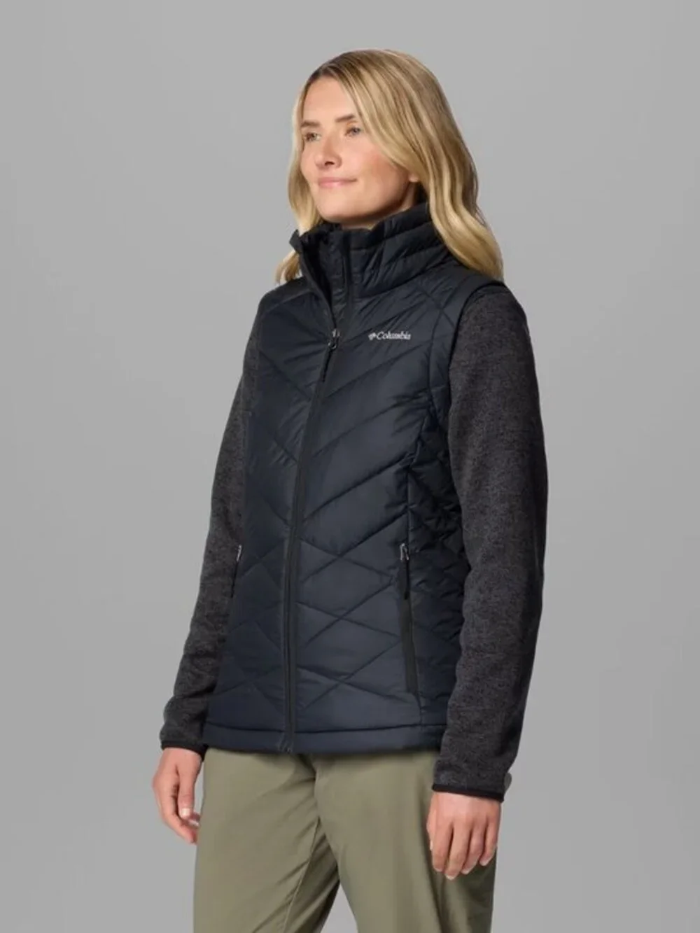 Columbia Women's Insulated Omni Heat Down Heavenly II Vest in Black Size S